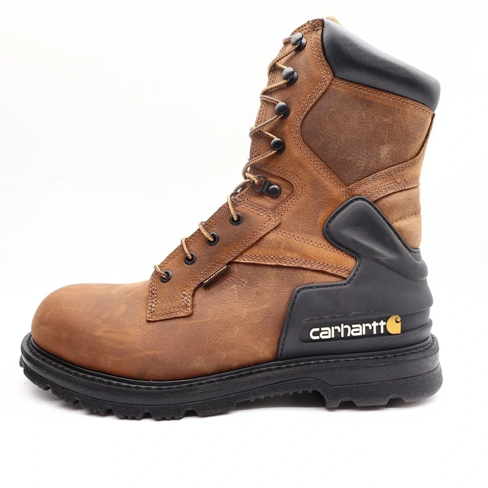 Carhartt Work Boots Mens 12 W Brown Leather Waterproof 8